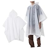 VICASKY 2 Stück Wiederverwendbarer Regenponcho aus Pu Transparent mit Kapuze Wasserfest und Robust Einheitsgröße für Herren und Damen Leicht und Tragbar für Wandern Camping Reisen