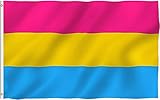 Stolz Flagge mit genähten Streifen, Regenbogenfahne 90 x 150 mm, Lgbtq Pride mit Messingtülle, helle Farbe (nicht bedruckt), Peace Gleichheit/Stolz Flagge, UV-Fading-Beständigkeit
