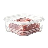 Transparente Behälter – 12 x 10 cm Kühlschrank-Aufbewahrungsbehälter, stapelbarer Organizer, Lebensmittelbox, Theke für Obst, Gemüse, Fleisch, Erzeugnisse, Mahlzeiten, Gefrierschrank