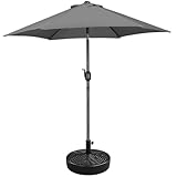 Yaheetech Sonnenschirm mit Schirmständer Φ 230 cm Gartenschirm mit Schirmhalter 22 L Wasser / 36 kg Sand Befüllbar Neigbar für Garten/Balkon/Terrasse/Markt, Grau