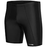 Aqua Speed Schwimmhose lang eng Männer + gratis eBook | Wettkampf Badehose Trunk Herren | Schwarze Coole UV Badebekleidung | Long, Gr. M, Black