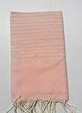 Alpes Blanc Foutas Stripes Tunesisches Strandtuch, 100 % Baumwolle, saugfähig, Hamamtuch, 100 x 200 cm (Hellrosa)
