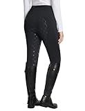 BALEAF Damen Winter-Reithose Fleece-Reithose Vollbesatz Reithose Reißverschluss-Taschen Leggings Schwarz M