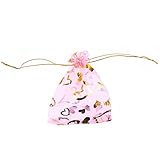 Anevous 100 Stück Organzasäckchen,Organzabeutel Schmuckbeutel,Geschenkbeutel mit Kordelzug,Transparentes Beutel für Festival Party Hochzeit Weihnachten,Schmuck Kosmetik Süßigkeiten,Pink 7x9cm