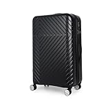 Cooleben NEWCOM Koffer aus umweltfreundlichem RPET-Material, Reisekoffer mit TSA-Schloss, Hartschalenkoffer, Trolley, Rollkoffer, 120L (Schwarz, 28 Zoll)