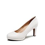 Dream Pairs Damen Pumps Anzugschuhe Klassische High Heels für Damen mit Plateau für Business und Arbeit,Size 43,Weiss-Pu,SDPU2365W
