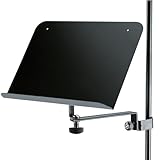 K&M 115/2 Noten- und Konzepthalter Schwarz - 30 cm x 21 cm - neigbare und verstellbare Notenablage - bis Rohr-Ø 3 cm