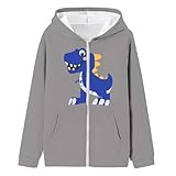 Steppjacke Mädchen - Mädchen Kapuzenjacke mit Dinosaurier Print und Reißverschluss für Kinder warme Fleece Oberbekleidung gemütlicher lässiger Wintermantel für Kleinkinder und Kinder