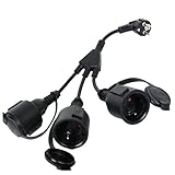 Verlängerungskabel Außen mit 3 Schuko Steckdosen: IP44 Wasserdicht Stromkabel Verlängerung - Steckdosenverteiler Außen, Dreifachstecker für Zuhause Büro Außenbereich