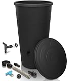 YourCasa Regentonne 200 Liter [inkl. Anschlusset & Bohrer] Regenfass Wetterfest aus Kunststoff mit Wasserhahn - Regenwassertonne - Wasserfass Regenwassertank Wassertonne für Garten (Anthrazit, 200L)