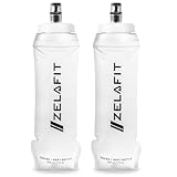 ZelaFit® 2x Faltbare Trinkflasche 500 ml, Soft Flask Trinkbeutel für Laufen & Trailrunning, Leichte Laufflasche mit Beißventil, BPA-frei und Auslaufsicher, Faltflasche