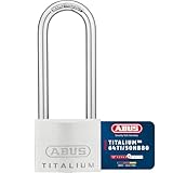ABUS Vorhängeschloss Titalium 64TI/50HB80 gl.-6512 - gleichschließend und mit hohem Bügel - Kellerschloss mit Schlosskörper aus Spezial-Aluminium - gehärteter Stahlbügel - ABUS-Sicherheitslevel 6