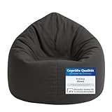 BuBiBag 2in1 Sitzsack Sitzkissen mit Füllung |Medium Ø: 110 cm, Schwarz | Indoor & Outdoor Beanbag | Geeignet für Kinder Innen- & Außenbereich Kinderzimmer | Wasser- & Schmutzabweisend Wetterfest