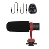 HIOPOIUYT Professionelles Mikrofon mit Stoßhalterung für Handy, DSLR-Kamera, Smartphone, Kamera, leichtes Aluminium, leicht
