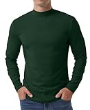 QIXING Herren Thermo Unterhemd Halbhoher Kragen Langarm Baumwolle Warmes Oberteil Winter Langarmshirt (Dunkelgrün, 3XL)