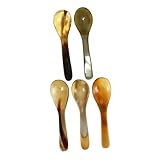Ipetboom 5 Stück Teiliges Kaffeelöffel aus Horn Multifunktionale Dessert und Espressolöffel für Tee und Desserts Handgefertigt aus Natürlichem Ochsenhorn für Zuhause und Gastronomie