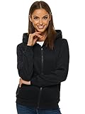 OZONEE Damen Kapuzenpullover Sweatjacke Sweatshirt Farbvarianten Kapuzenjacke Kapuzenpulli Langarm Kapuze Hoodie Sport Style Casual Fitness Basic Training 777/2106B SCHWARZ L