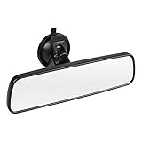 SLIIMU Auto Rückspiegel mit Saugnapf, 240mm Blendschutz Universal Innenspiegel, Weiß Glas Large Vision Weitwinkel Flacher Spiegel Montiert auf Windschutzscheibe für Car Auto SUV Van