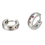 Vintage Creolen mit bunten edlen Solitaire Crystals TRINITIX Magnetschmuck Magnetix Kollektion Fashion TRX # 623P silber