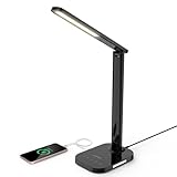 Schreibtischlampe-LASTAR Dimmbare 12W LED-Nachttischlampe mit USB-Ladeanschluss, 5 Farbmodi, 5 Helligkeitsstufen, 1-Timer, Nachtlicht, Memory-Funktion, Tischlampe (Netzteil im Lieferumfang