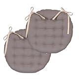 Atout Ciel Stuhlkissen, rund, zweifarbig, Durchmesser 40 cm, Beige/Grau, 2 Stück