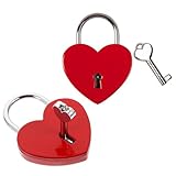 Fenglin-joy Liebesschloss,2 Stück Herz Vorhängeschloss,Herz Schloss mit Schlüssel Mini Herzförmige Vorhängeschloss für Valentinstag, Hochzeit,Jahrestag, Aufbewahrungsbox