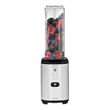 WMF Kult X Mix & Go Mini Smoothie Maker, Standmixer, Blender elektrisch, Shake Mixer 300 Watt Leistung, Tritan-Kunststoff Flasche 600ml, auslaufsicherer Schraubdeckel, rutschfeste Füße, Silber/Schwarz