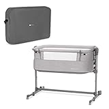 Kinderkraft Beistellbett NESTE UP, Babybetten, Zustellbett, Kinderbett, Kinderreisebett, 2 in 1, Höhenverstellung, mit Zubehör, Matratze, Leichte Konstruktion 9 kg, Grau