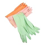 UKCOCO 3Paare Wiederverwendbare Latex Geschirrspülhandschuhe Und Rutschfeste Reinigungshandschuhe Für Haushaltsreinigung Und Küchennutzung