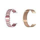 2 Stück Metallarmband Kompatibel mit Polar Pacer/Pacer Pro/Unite Armbänder, 20mm Mesh Gewebte Edelstahl Uhrenarmband Solid Metall Armband für SmartBand, 2 Stück Roségold-C