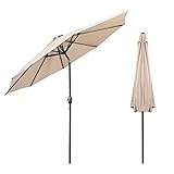 Fullwatt Sonnenschirm, Sonnenschirm Balkon, 300cm Marktschirm Gartenschirm Rund Sonnenschutz UV Schutz 50+ (Beige)
