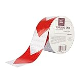 IDEA HOME Markierungsklebeband 50 mm x 5 m Selbstklebendes Absperrband Gestreiftes Warnband zur Boden und Sicherheitsmarkierung, Reflektierend, Pfeil, Weiss/Rot