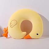 Xiyocadt Gänse Kinderkissen U-Förmige Kissen Nackenkissen Nackenhörnchen Reisekissen Schlafkissen Kopfstütze Kopkissen Nackenrolle für Flugzeug Auto (Gelb)