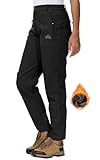 YSENTO Damen Softshellhose Winter Wanderhose Skihose wasserdichte Warm Gefüttert Thermohose Outdoorhose Trekkinghose(Schwarz,M)