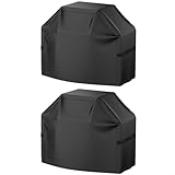 HEIBTENY Wasserdichte Gasgrill-Abdeckung mit Belüftungsblende und verstellbaren Riemen für sicheren Sitz, entworfen, um 3 und 4 für Brennergrills vor Regen, Schnee und UV-Strahlen zu schützen (2 Stück