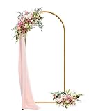 JEBUTU 1,8m Hochzeitsbogen Hintergrund Ständer, Metallbogen, Goldfarben, Hochzeitsbogen Gestell, Hochzeit Bogen Hintergrund Rahmen für Hochzeit, Geburtstag, Party Dekoration, Halloween (0,8x1,8m)