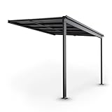 Juskys Terrassenüberdachung Borneo 3x3 m — Sonnenschutz aus Aluminium mit transparenten Doppelstegplatten — Terrassendach zur Wandmontage in Anthrazit