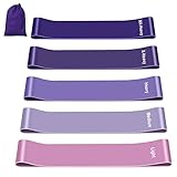 Fokky Fitnessbänder [5er Set], 100% Naturlatex Resistance Bands Widerstandsbänder mit Übungsanleitung auf Deutsch & Tragebeutel, Gymnastikband Fitnessband für Muskelaufbau Pilates Yoga