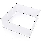 Jiubiaz Freilaufgehege Kunststoff, DIY Freigehege, Erweiterbarer Auslauf für Kleintiere, 12 Stück HBT 45 cm x 35 cm, weiß