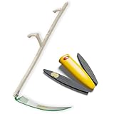 Sensenwerk Sense Garten mit Sensenbaum Holz & 60cm Sensenblatt im Set - inkl. 2X Wetzstein - grob NK150 und fein CD400 - Schleifsteinhalter für Gürtel - Mittel