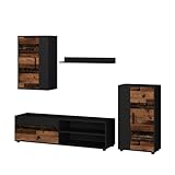 Vicco Wohnwand Berno, Braun/Anthrazit, 4-teiliges Set