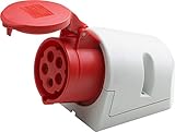 Meister CEE-Steckdose - Aufputz - 5-polig - rot - 400 V - 16 A - Maximaler Kabelquerschnitt 2,5 mm² (flexible Adern) & 4,0 mm² (starre Adern) - IP44 Außenbereich / CEE-Wandsteckdose / 7424010