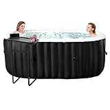 Obqer Hot Tub Aufblasbar für 2 Personen, 2400W In/Outdoor SPA Pool Winterfest Mit 100 LuftdüSen, Frostschutz, 550 Liter, Auslaufsichere, Energiesparend, Auto Aufblasen, Bubble Spa & Wellness Massage