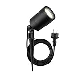 Ledvion - LED gartenlampen fur draußen strom, GU10 Fassung, Schwarz, 5W, IP65, erdspiess für gartenleuchte, Gartenbeleuchtung, wegeleuchten, gartenleuchten mit strom, gartenstrahler, 2M kabel