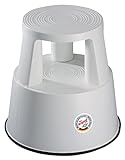 WEDO Rollhocker STEP aus bruchfestem Kunststoff - rollbarer Elefantenfuß Tritthocker, TÜV GS-geprüft, Made in Germany, rutschfest - Höhe ca. 43 cm, Tragkraft 150 kg, Farbe Lichtgrau