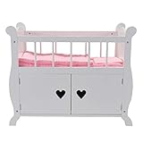 Bandits & Angels Puppenbett Sweetheart aus Holz mit Schrank weiß – Puppenbett aus Holz – geeignet für Puppen bis 46 cm – inklusive Bettwäsche – Puppenbett – Puppenmöbel