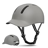 Shinmax Fahrradhelm für Damen und Herren, Einstellbarer Helm mit Visier & Sonnenschutz, Leicht & Belüftet für Urban Pendler Stadt & Rennrad (Grau, M:54-58cm)