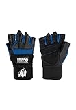 Gorilla Wear - Dallas Wrist Wrap Gloves - Schwarz/Blau - Bodybuilding und Fitness Accessoires für Damen und Herren Logo Unterstützung besserer Halt, XL