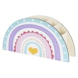 Xinsenke Regenbogen Stiftehalter, Schreibtisch Organizer, Kinder Stifte Organizer Holz Regenbogen Schreibtisch Organizers mit 5 Fächern für Home Office Klassenzimmer Organisation