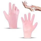 Feuchtigkeitsspendende Silikon Handschuhe Spa Gel Handschuhe Silikon-Schlafhandschuhe Wiederverwendbare für Weibliche Handpflege Reparatur Trockene Rissige Raue Weich Schwieligen (1 Paar rosa)